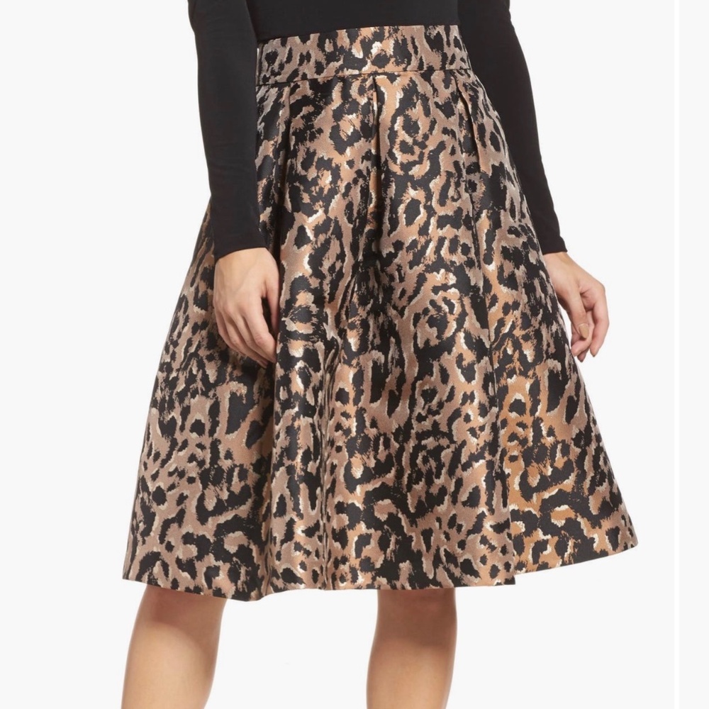 Eliza J animal print jacquard midi skirt.